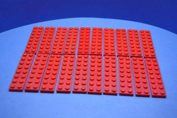 Preview: LEGO 20 x Basisplatte Grundplatte Bauplatte rot Red Basic Plate 2x8 3034