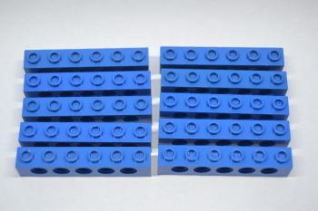 Preview: LEGO 10 x Lochstein Lochbalken blau Blue Technic Brick 1x6 with Holes 3894