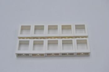 Preview: LEGO 10 x Fenster Fensterrahmen weiÃŸ White Window 1x2x2 Flat Front 60592
