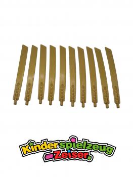 Preview: LEGO 10 x Blatt Schwert Pearl Gold Propeller 1 Blade 16L Axle Sword Blade 98135