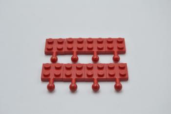 Preview: LEGO 8 x Platte mit Kugelkopf rot Red Plate Modified 2x2 with Tow Ball 3731