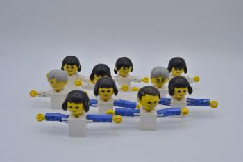 Preview: LEGO 10 x alte Großkopf Figuren Kopfbedeckung Classic Oma weiß blau