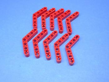 Preview: LEGO 10 x Liftarm dick rot Red Technic Liftarm 1x7 Bent 4-4 Thick 32348