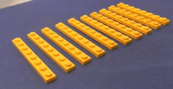 Mobile Preview: LEGO 10 x Basisplatte Bauplatte Grundplatte gelb Yellow Basic Plate 1x8 3460