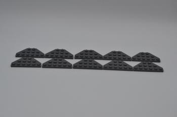 Preview: LEGO 10 x FlÃ¼gelplatte neues dunkelgrau Dark Bluish Gray 3x6 Cut Corners 2419