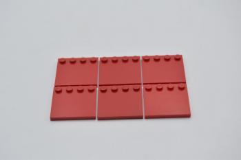 Preview: LEGO 6 x Fliese mit Randnoppe rot Red Tile Modified 4x4 with Studs on Edge 6179