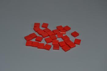 Preview: LEGO 30 x Fliese mit Rille rot Red Tile 1x1 with Groove 3070