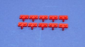 Preview: LEGO 10 x Platte mit Haken rot Red Plate Modified 1x2 with Arm Up 4623
