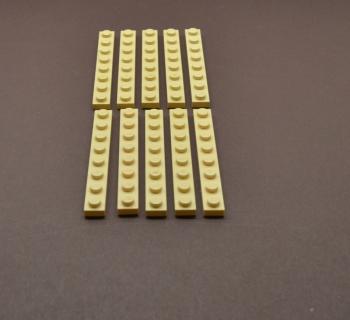 Preview: LEGO 10 x Basisplatte beige Tan Plate 1x8 3460 4114324