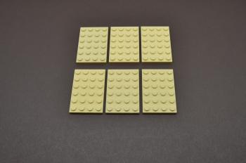 Preview: LEGO 6 x Basisplatte Bauplatte Grundplatte beige Tan Plate 4x6 3032 4114001