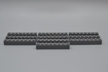 Preview: LEGO 10 x Basisstein neues dunkelgrau Dark Bluish Gray Basic Brick 1x8 3008