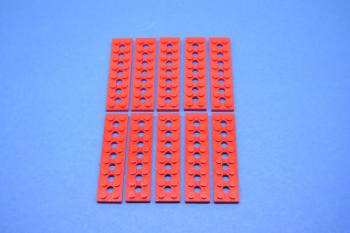 Preview: LEGO 10 x Technik Platte rot Red Technic Plate 2x8 with 7 Holes 3738 373821