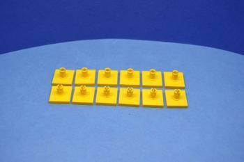 Preview: LEGO 12 x Platte mit Pin oben 2x2 gelb | yellow plate with pin 2460 246024