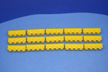 Preview: LEGO 15 x Konverterstein gelb Yellow Brick Modified 1x4 4 Studs on Side 30414