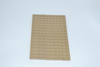 Preview: LEGO 10 x Basisplatte Bauplatte dunkelbeige Dark Tan Basic Plate 2x8 3034