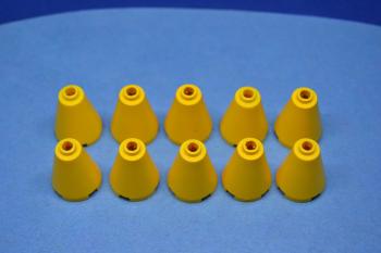 Preview: LEGO 10 x Kegelstein Zylinder offen gelb Yellow Cone 2x2x2 Open Stud 3942c