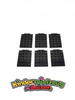 Preview: LEGO 6 x Platte FalltÃ¼r schwarz Black Plate 4x6 Trap Door Long Pins 92099