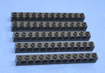 Preview: LEGO 5 x Lochstein Lochbalken schwarz Black Technic Brick 1x12 with Holes 3895