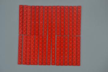 Mobile Preview: LEGO 30 x Basisplatte Grundplatte Bauplatte rot Red Basic Plate 1x8 3460