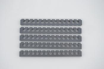 Preview: LEGO 5 x Technic Lochstein neues dunkelgrau Dark Bluish Gray Brick 1x14 32018 