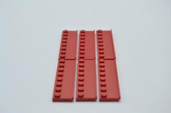 Preview: LEGO 6 x Platte Schiene red Rot Plate Modified 2x8 with Door Rail 30586