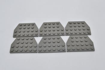 Preview: LEGO 6 x FlÃ¼gelplatte alt dunkelgrau Dark Gray Wedge Plate 4x6 Cut Corners 32059