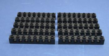 Preview: LEGO 10 x Lochstein Lochbalken schwarz Black Technic Brick 1x8 with Holes 3702