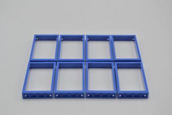 Preview: LEGO 8 x Fensterrahmen blau Blue Door Frame 1x4x6 Two Holes on Top Bottom 60596