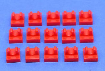 Preview: LEGO 15 x Technic Eisenbahn Platten 1x1 mit Greifer Clip rot red clip 2555