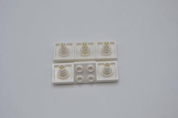 Preview: LEGO 6 x Technic Platte mit Pin weiÃŸ White Plate Modified 2x2 with Pin on 2476