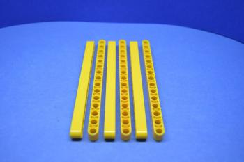 Preview: LEGO  6 x Technic Liftarm dick gelb Yellow Technic Liftarm 1x15 Thick 32278