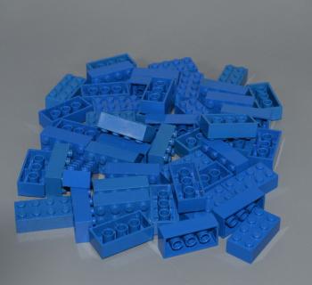 Mobile Preview: LEGO 50 x Basisstein Baustein Grundbaustein blau Blue Basic Brick 2x4 3001 