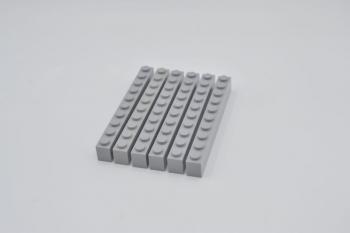 Preview: LEGO 6 x Basisstein neuhell grau Light Bluish Gray Brick 1x10 6111