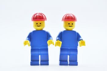 Preview: LEGO 2 x Figur Minifigur Arbeiter Construction Worker pln076 aus Set 6658