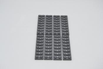 Preview: LEGO 8 x Technic Platte neues dunkelgrau Dark Bluish Gray Plate 2x8 7 Holes 3738