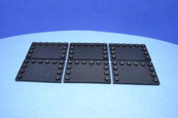 Preview: LEGO 6 x Fliese m. Randnoppen schwarz Black Tile Modified 4x6 with Studs 6180 