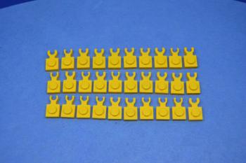 Preview: LEGO 30 x Halter gelb Yellow Plate Modified 1x1 with Clip Vertical 4085