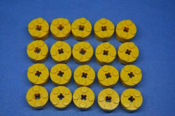 Preview: LEGO 20 x Rundsteine Hoch 2x2x1 Kreuz gelb yellow circular brick 3941