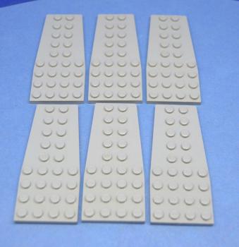 Preview: LEGO 6 x FlÃ¼gelplatte althell grau Light Gray Wedge Plate 4x9 without Stud 2413