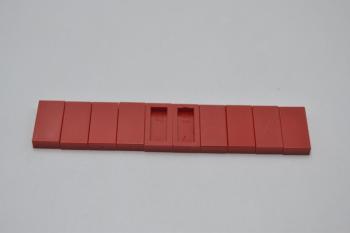 Preview: LEGO 10 x Fliese Kachel Platte glatt rot Red Tile 1x2 without Groove 3069a