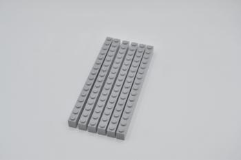 Preview: LEGO 6 x Basisstein neuhell grau Light Bluish Gray Basic Brick 1x16 2465 