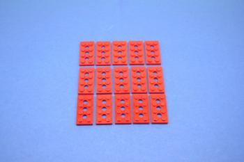 Preview: LEGO 15 x Technik Platte rot Red Technic Plate 2x4 with 3 Holes 3709b 370921