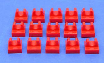 Preview: LEGO 15 x Technic Eisenbahn Platten 1x1 mit Greifer Clip rot red clip 2555