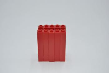 Preview: LEGO 10 x StÃ¼tze offen rot Red Brick 1x1x5 Blocked Open Stud or Hollow 2453a