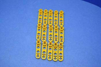 Preview: LEGO 15 x Technik Liftarm 1x4 Noppenverbinder gelb yellow technic 2825