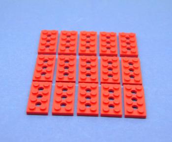 Preview: LEGO 15 x Technik Platte rot Red Technic Plate 2x4 with 3 Holes 3709b 370921