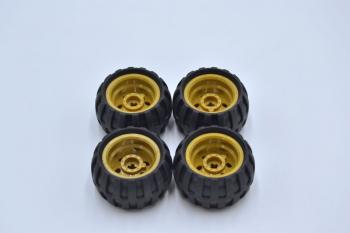 Preview: LEGO 4 x Rad Reifen Pearl Gold Wheel with Black Tire 43.2x26 Balloon 56145c04