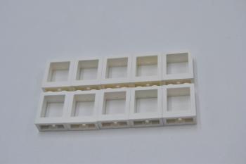 Preview: LEGO 10 x Fenster Fensterrahmen weiÃŸ White Window 1x2x2 Flat Front 60592