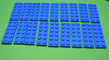 Preview: LEGO 20 x Basisplatte Bauplatte Grundplatte blau Blue Basic Plate 2x6 3795 