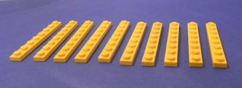 Mobile Preview: LEGO 10 x Basisplatte Bauplatte Grundplatte gelb Yellow Basic Plate 1x8 3460